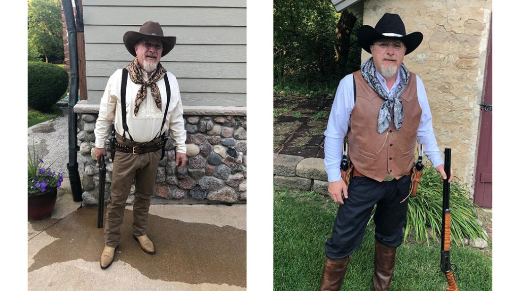The cowboy on the left outfitted for less than $50. The cowboy on the right&rsquo;s outfit, however, cost more than one of his guns.