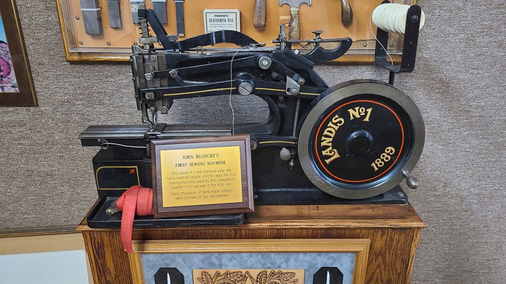 Initial work was done on an old school stitcher still on display.