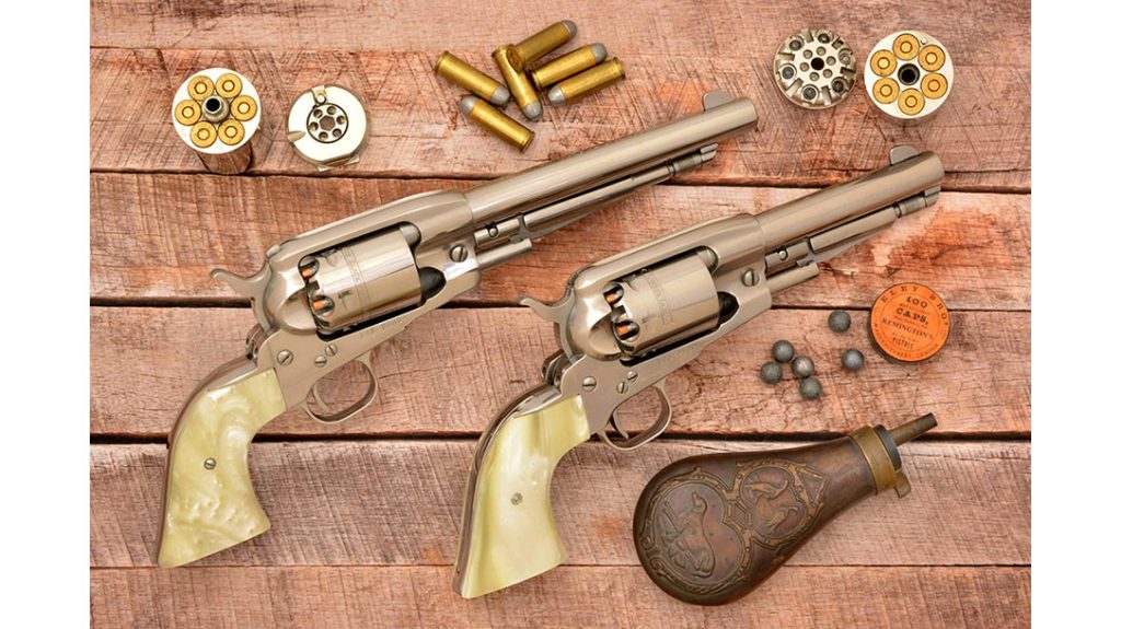 The availability of .45 Colt conversion cylinders in the late 1990s and early 2000s may have contributed to the Ruger Old Army&rsquo;s demise. Following established designs used on Remington Army percussion model conversions, both Walt Kirst and Kenny Howell developed superbly manufactured drop-in cylinders. The size of the Ruger allowed the conversion cylinders to easily chamber six rounds.