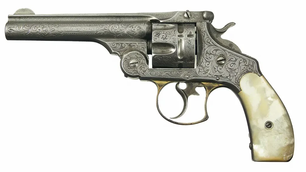 An ornately finished Smith & Wesson revolver.