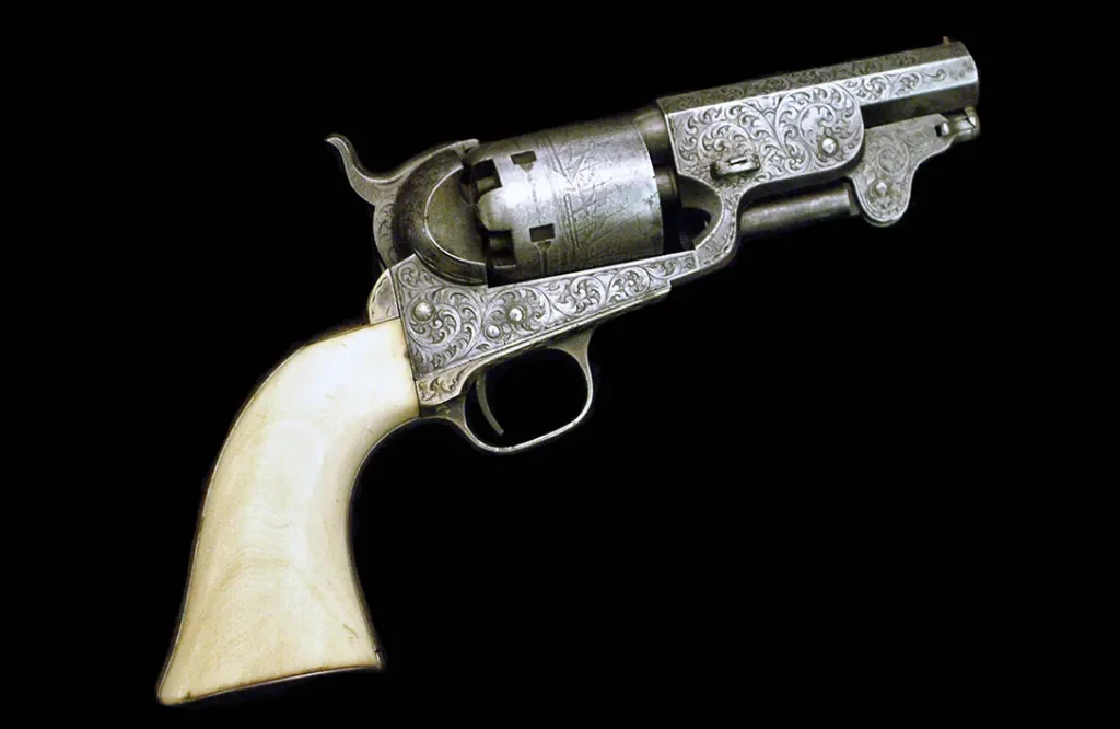 Full-size 1851 Colt Navy turned into a snub nose. 