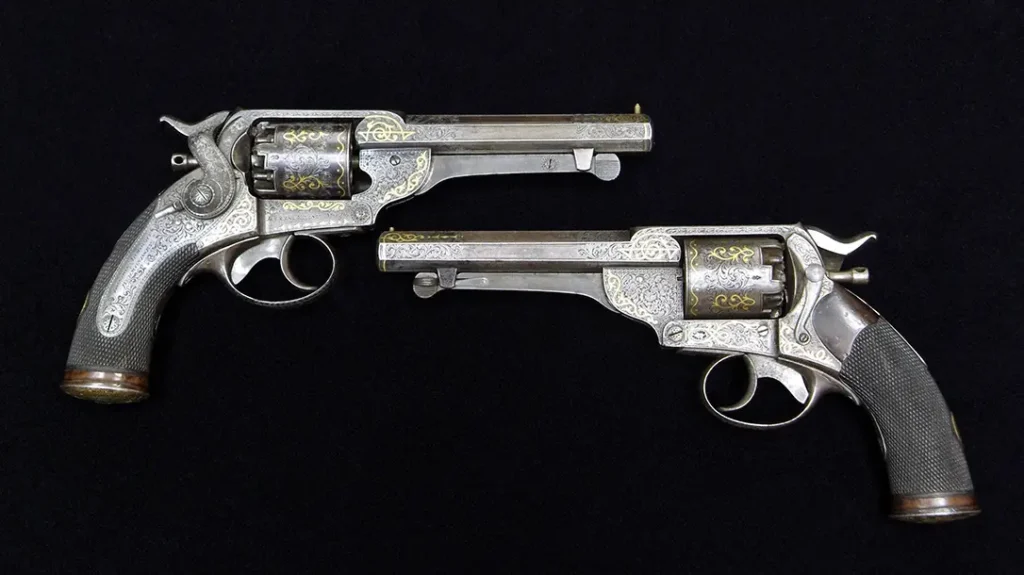 Revolvers used in the civil war from Britain.