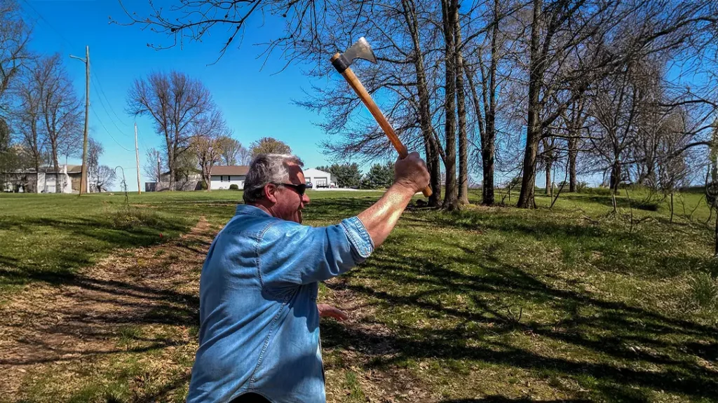 Throwing a tomahawk.