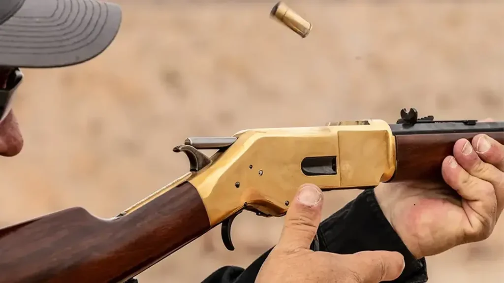 The man fired several rounds from his Uberti Yellowboy.