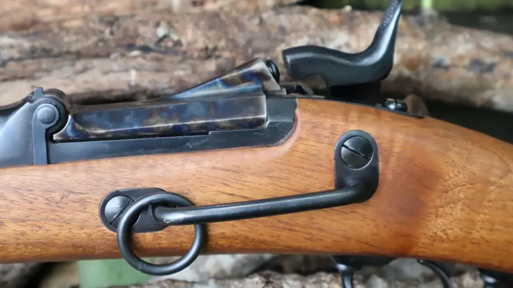 The 1873 Trapdoor Springfield has a generous hammer.